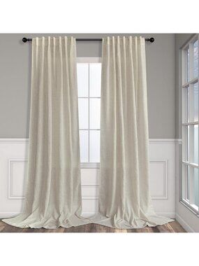 Rustic Farmhouse Flax Linen Curtains 90" Long - 2 Panels, Light Filtering